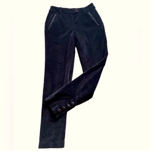 Rachel Zoe Women Size 2 Black Velvet Button Hem Skinny Leg Business Casual Pant